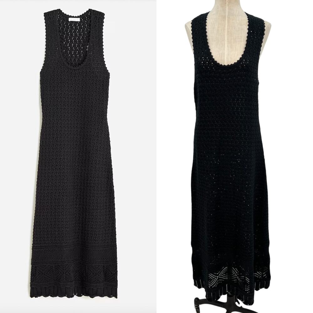 J. Crew Limited Edition Crochet Maxi Sweater Dress Black Size Large